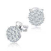 Bubble Shaped CZ Silver Ear Stud STS-2119